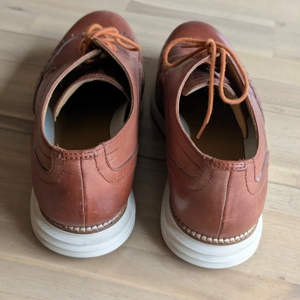 Cole Haan Grand.OS Mens British Tan Leather Wingtip Oxford‎ Shoes Size 9